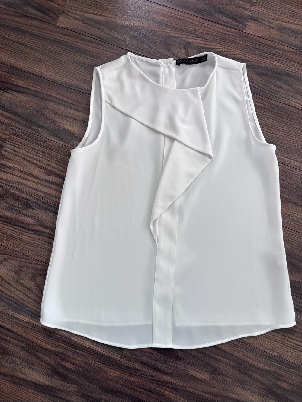 Zara White Sleeveless Draped Front Camisole